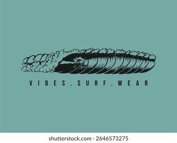 Dynamic stylized waves inspired by tropical coastlines. Suitable for surf culture designs, apparel prints, and decorative merchandise.