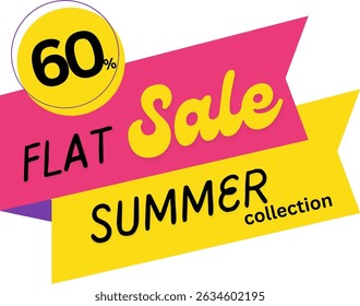 Dynamic summer sale banner highlighting a 60% flat discount on the latest collections. Perfect for seasonal advertising and driving customer engagement.