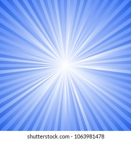 Dynamic sunburst background - blue motion vector graphic with radial stripe pattern