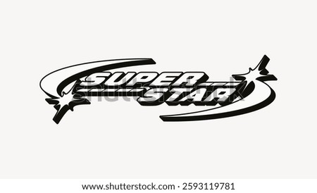 Dynamic 'Super Star' logo with bold text and star accents. The 'Super Star' design conveys energy and excitement. Perfect for branding and promotions. Creative typography design vector.