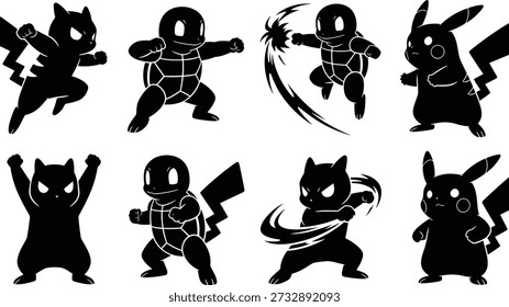 Personajes dinámicos de dibujos animados de superhéroes en poses de acción