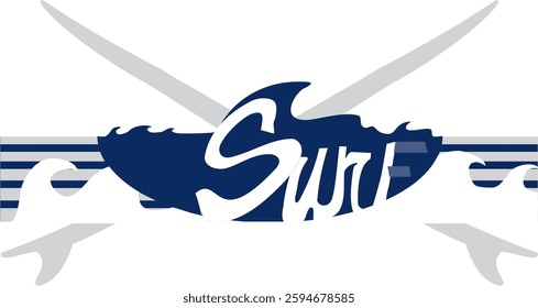 "Dynamic Surf Silhouette – Creative Wave Design and Modern Athletic Style

