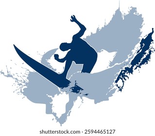 Dynamic Surf Silhouette – Ocean Waves and Modern Athletic Style

