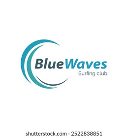 Diseño dinámico del logotipo del club de surf con olas audaces y Elementos de surf