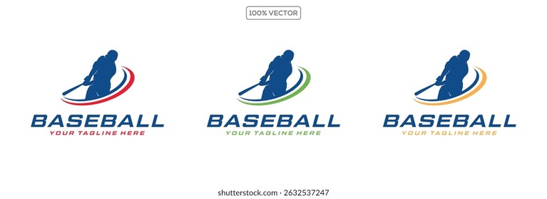 Dynamic Swing Baseball Silhouette Badge on Transparent Background  