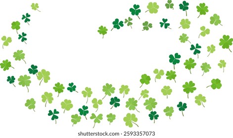 Dynamic swirl of clover leaves green full of energy and luck. St. Patricks day design for festive banner fortune