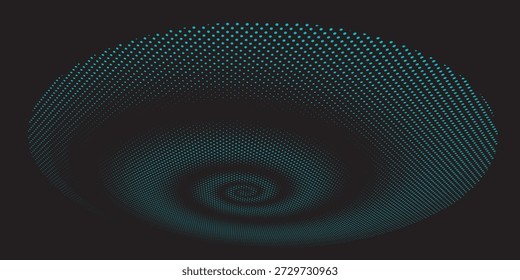 Dynamic swirl of dotted lines creating a speed vortex effect. Motion graphic design ideal for advertising, intros, or high-tech presentations. Spiral of fast-moving lines and dots forming a vortex.