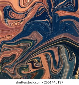 Dynamic swirl of navy, peach, and teal tones creating an abstract fluid motion. Ideal for modern abstract backgrounds and art projects.