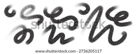 Dynamic swirl shapes with stipple effects and geometric dots create modern artistic compositions featuring flowing curves, organic spirals, and textured gradients.