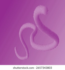 Um design dinâmico e giratório com formas roxas texturizadas e macias contra um fundo roxo gradiente