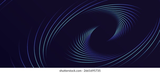Dynamic swirling lines forming a modern abstract pattern on a dark blue background
