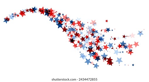 A dynamic swoosh of red and blue stars creates a sense of motion, perfect for themes of American celebration and patriotism.