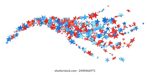 A dynamic swoosh of red and blue stars creates a sense of motion, perfect for themes of American celebration and patriotism.