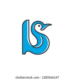 Dynamic symbol of birds and letters b icon