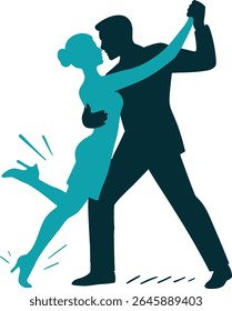 Dinâmico Tango Dança Casal Silhueta