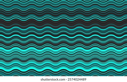 Dynamic teal and dark gray wavy stripes create a visually engaging seamless pattern. Ideal for website backgrounds, textile designs, or vibrant graphic projects.