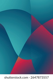 Dynamic teal and red gradient abstract waves, modern art design ideal for posters, digital backgrounds, and bold creative branding