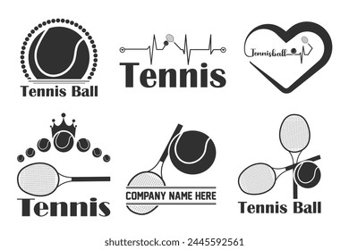Dynamic Tennis Ball Logo Design Bundle,  Energetic Tennis Ball Typography Bundle, Modern Tennis Ball Logo Bundle