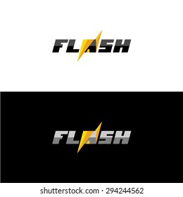 Dynamic text logo with lightning and word Flash