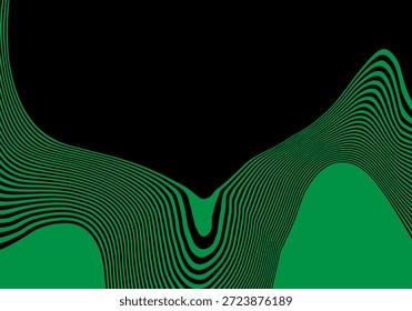 Dynamische Textur von Konturlinien im Op Art Style, die Ebenen von sattem Grün und tiefen Schwarz trennt. EPS 10
