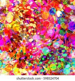 Dynamic texture. Motion ovals. Colorful mottled background. Seamless pattern. Watercolor effect.