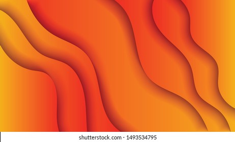 Dynamic textured background design in 3D style with orange color. Vector background.