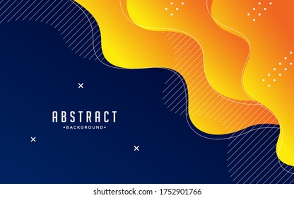 Dynamic textured background design in 3D style with orange color. Liquid and fluid vector layout template.