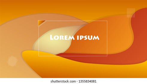 Dynamic textured background design with orange and a a big headline, yellow color, vector liquid abstract bunner
