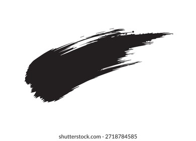 Un trazo de pincel negro dinámico y texturizado que se asemeja a la tinta o la pintura, aislado contra un fondo blanco puro. Adecuado para proyectos artísticos o de Diseño gráfico que necesitan un elemento audaz, pintado a mano.