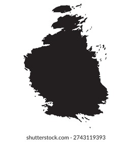 A dynamic and textured black ink blot or paint splash, perfect for adding an artistic and grunge touch to various design projects.
