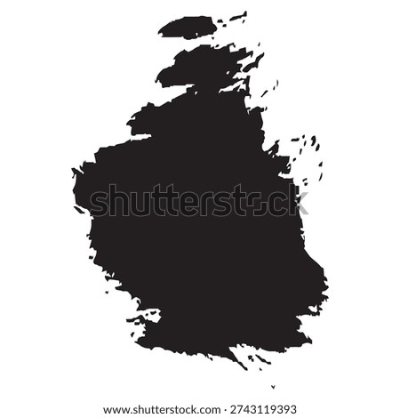 A dynamic and textured black ink blot or paint splash, perfect for adding an artistic and grunge touch to various design projects.