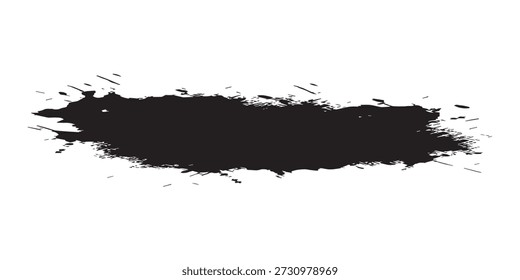 Un trazo de pincel de tinta negra dinámico y texturizado, perfecto como elemento artístico o acento de fondo, que muestra una estética grunge cruda y expresiva.