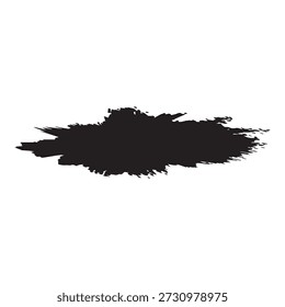 A dynamic and textured black ink brush stroke, resembling a paint splatter, creating an artistic and expressive design element.