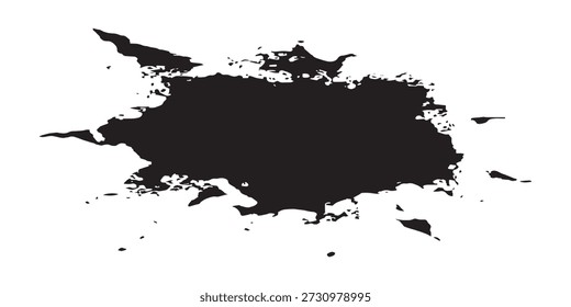 Un toque de tinta negra dinámica y texturizada, que se asemeja a un trazo de pincel grunge, se destaca sobre un fondo blanco limpio, perfecto para diseños artísticos y vanguardistas.