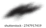 A dynamic and textured black spray paint mark, resembling a cloud or smoke, isolated on a clean white background, perfect for artistic overlays or graphic design elements.