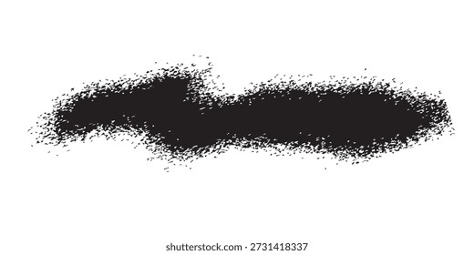 Um traçado de pintura de spray preto dinâmico e texturizado, criando um efeito abstrato e semelhante ao grunge em um fundo branco limpo, ideal para elementos de design gráfico.
