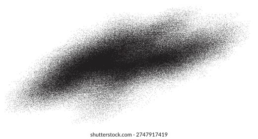 A dynamic and textured black spray paint mark, resembling a cloud or smoke, isolated on a clean white background, perfect for artistic overlays or graphic design elements.