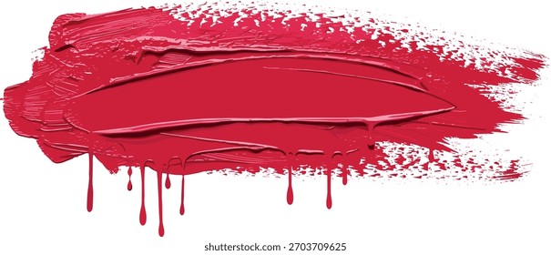 Un trazo de pintura roja dinámico y texturizado con pinceladas y gotas visibles, creando un visual artístico y expresivo sobre un fondo blanco limpio.