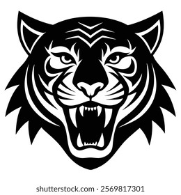 Dynamic Tiger Face Silhouette for Bold Branding