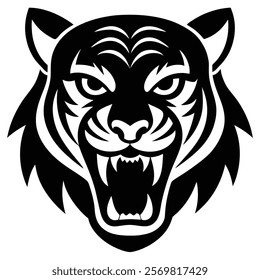 Dynamic Tiger Face Silhouette for Modern Art
