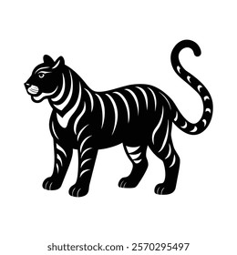 Dynamic tiger silhouette with raised tail icon design