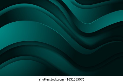Dynamic tosca green gradient with 3d style. Abstract modern background with a wavy texture. Vector illustration