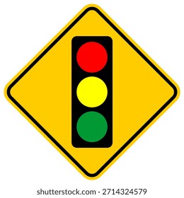Ilustração vetorial de sinal de aviso de semáforo dinâmico, perfeito para segurança rodoviária, navegação urbana e sistemas de alerta. Essencial para projetos de transporte modernos.