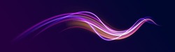 Dynamic Translucent Soft Gradient Stream Motion. Vector Vortex Wake Effect. Abstract Magic Energy Wave. Neon Blurred Line Motion. Light Trail Wave, Fire Path Trace Line And Incandescence Curve Twirl.