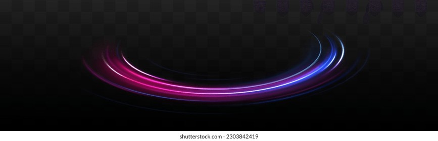 Dynamic translucent soft gradient stream motion. Violet neon color wave. Blue glowing shiny lines effect vector background. Light trail wave, fire path trace line and incandescence curve twirl.