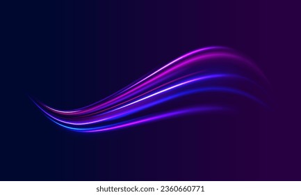 Dynamic translucent soft gradient stream motion. Vector vortex wake effect. Abstract magic energy wave. Neon blurred line motion. Light trail wave, fire path trace line and incandescence curve twirl.