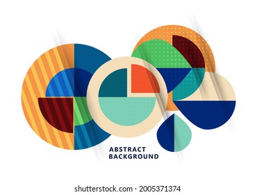 Dynamic trendy geometric abstract background. Modern overlapping round shapes. Corporate design. Template for a poster, banner, business card, postcard. Vector illustration