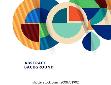 Dynamic trendy geometric abstract background. Modern overlapping round shapes. Corporate design. Template for a poster, banner, business card, postcard. Vector illustration