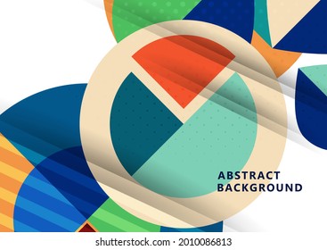 Dynamic trendy geometric abstract background. Modern overlapping round shapes. Corporate design. Template for a poster, banner, business card, postcard. Vector illustration