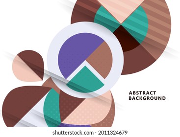 Dynamic trendy geometric abstract background. Modern overlapping round shapes. Corporate design. Template for a poster, banner, business card, postcard. Vector illustration
